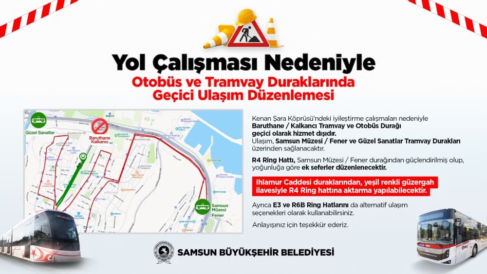 BARUTHANE-KALKANCI DURAĞI GEÇİCİ OLARAK HİZMET DIŞI KALACAK