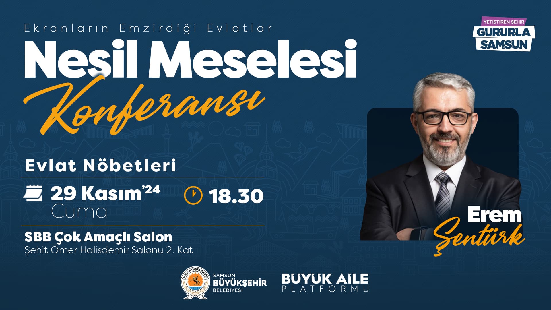 Gazeteci- Yazar Erem Şentürk konferans programıyla Samsun’da