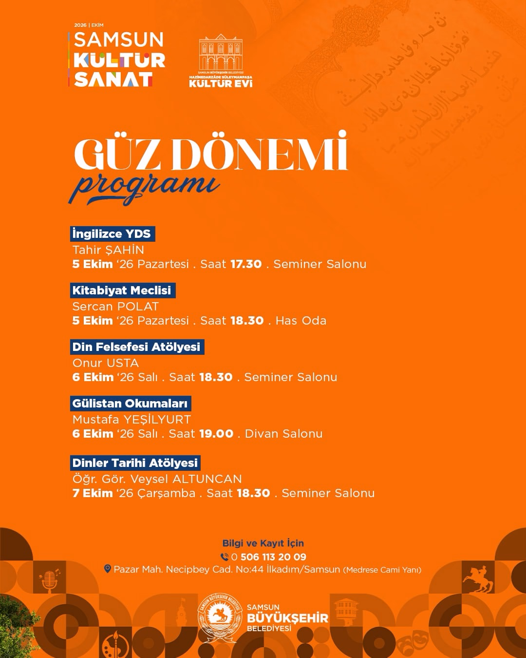 Kültür Evi Güz Dönemi Etkinlik ve Eğitimleri; Ekim Ayı Programlarıyla Başlıyor. - Görsel 2