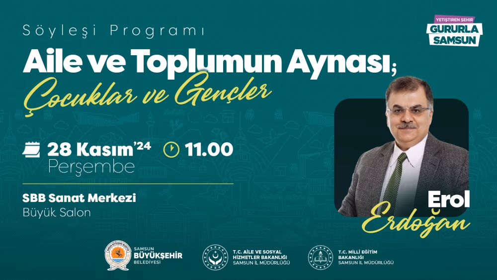 Büyükşehir’in söyleşi programıyla yazar Erol Erdoğan Samsunlu sevenleriyle buluşuyor